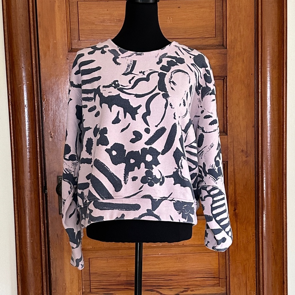 Tanya Taylor Pink and Black Abstract Crewneck Sweatshirt